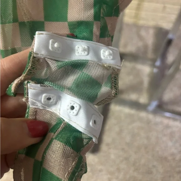 Pretty Little Thing green Checkerboard Print Mesh High Neck Bodysuit Size 6 - Picture 10 of 10